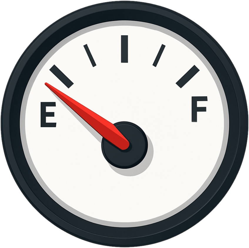 An empty fuel gauge